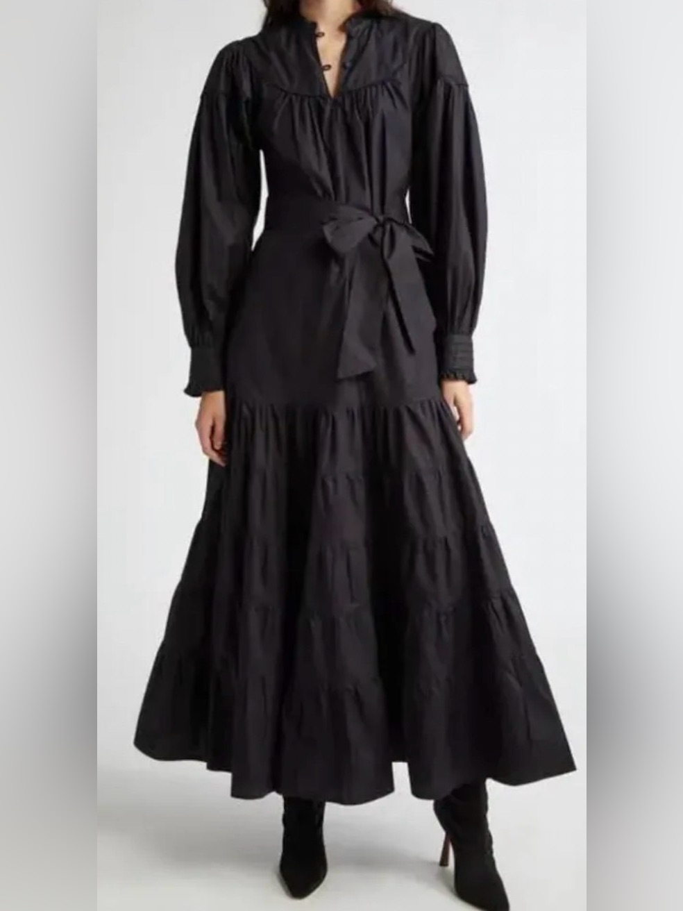 New! Mille Ninette Designer Tiered Long Sleeve Cotton Poplin Dress Size 2xs